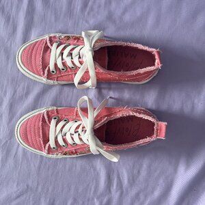 Blowfish Malibu Sneakers Women Pink Canvas Distressed Lace Up Shoes Sz 6